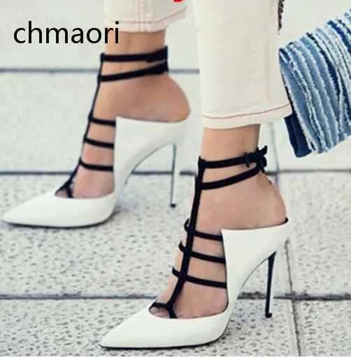 

2017 Hot Selling White Cow Leather High Heel Sandals Open Toe ankle Buckle Strap Woman Sandals