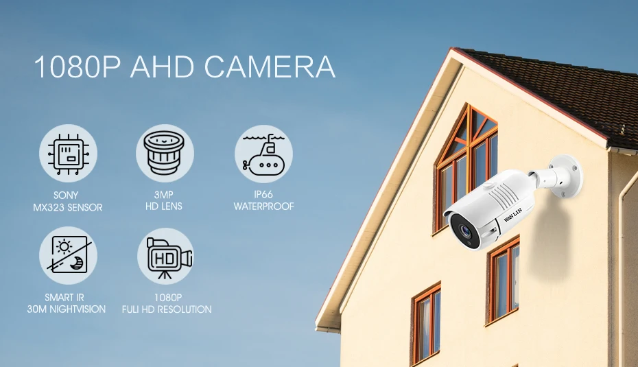 WANLIN камера наблюдения SONY IMX323 AHD камера 1080P 2MP ночное видение 30 м CCTV камера ИК наружная Водонепроницаемая камера безопасности