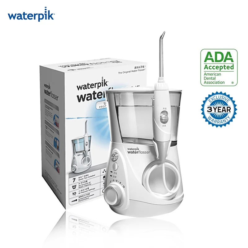 

Waterpik WP-670 White Aquarius Pro Dental Water Flosser Electric Family Oral Irrigator 10 Pressure Floss Mode and Massage Mode