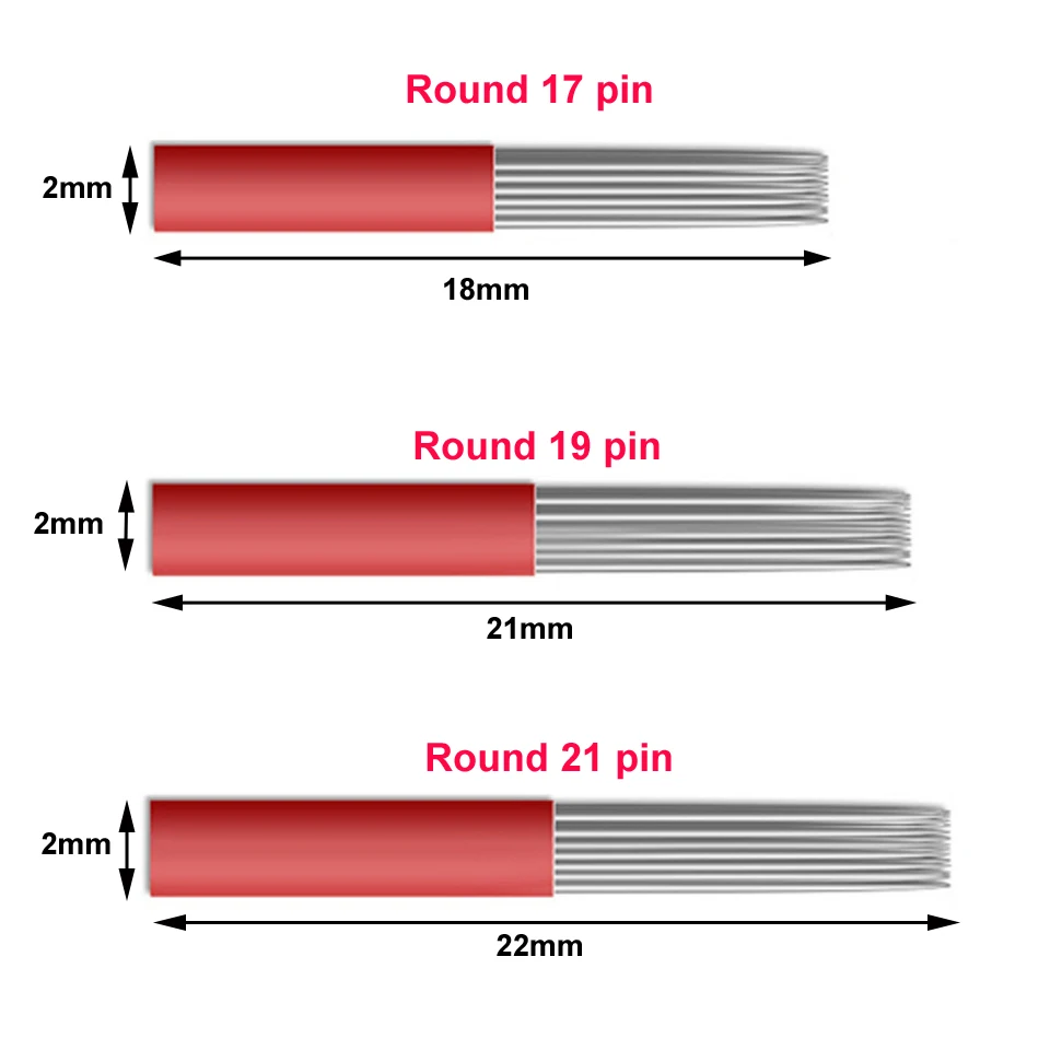 100 шт/партия одноразовая красная круглая 17 19 21 булавка затенение татуировка, иглы, лезвия для 3D Microblading бровей губ Перманентный макияж ручка