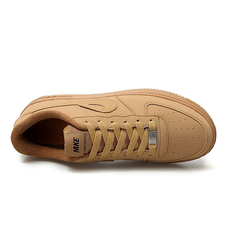 Classic Men Brand White Shoes Air Force One AF1 Wheat Color Sneakers Mens Breathable Skateborad Shoes Man Comfortable Sport Shoe