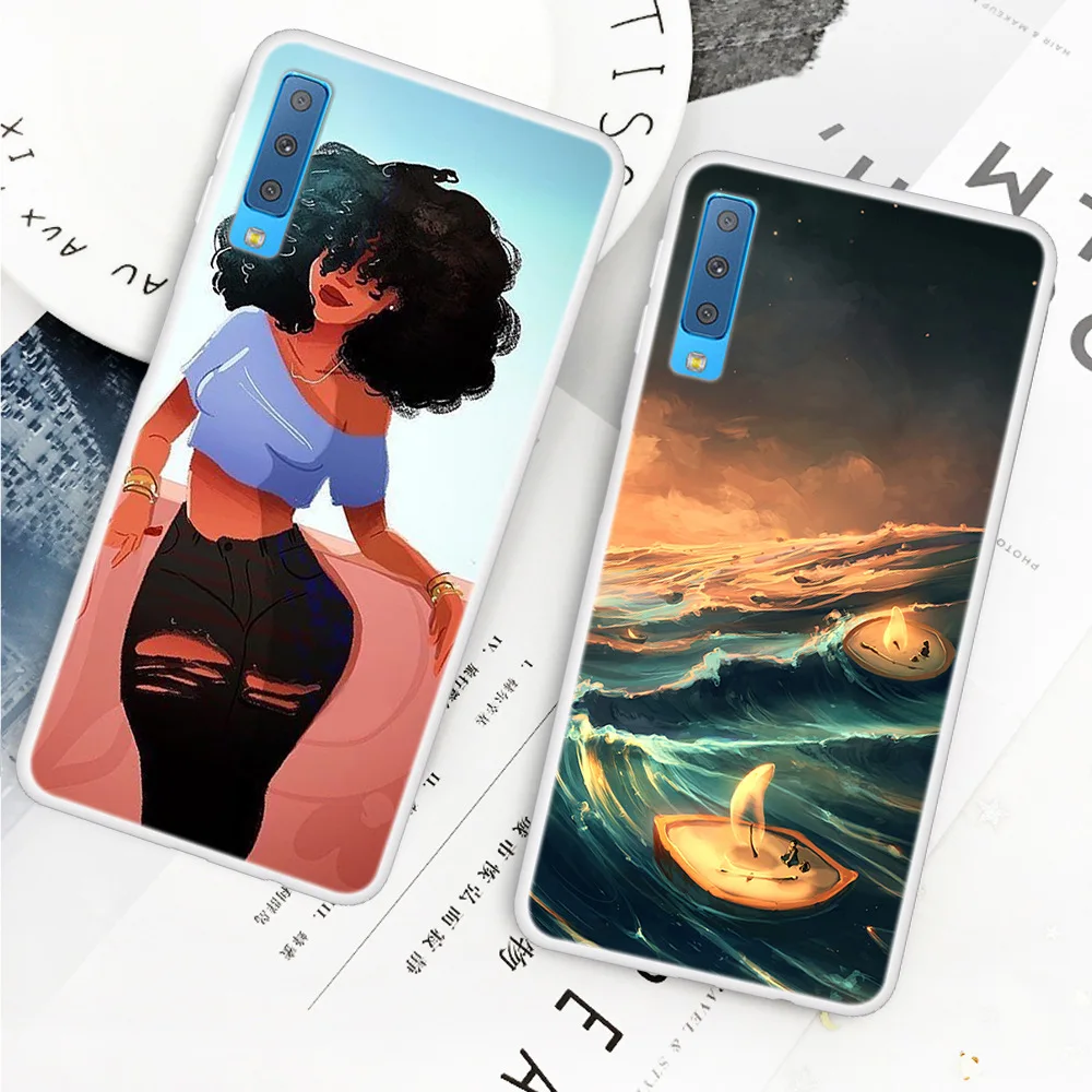 Чехол для Samsung Galaxy A7 2018 A750 Мягкая силиконовая задняя крышка SM-A750 ТПУ чехол