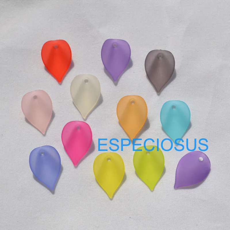 

100 pieces Necklace And Earring Accessories cartoon Leaves Petal 20MM Mix Color Matt Acrylic Spacer For Jewelry Making Findings