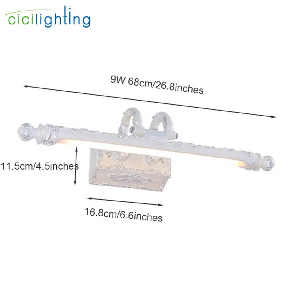 110 V-240 V 9W 68 см Европейский светодиодный Зеркало для ванной комнаты светильник s Винтаж Ретро Туалет Кухня шкаф Светильник вращения запонки серебренные конструкции лампы