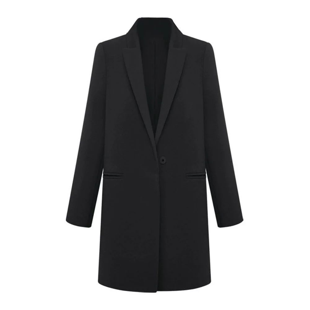 

MYPF-Fashion Womens WOOL Cashmere Long Winter Coat Trench Blazer Suit Jacket Outwear Black - M