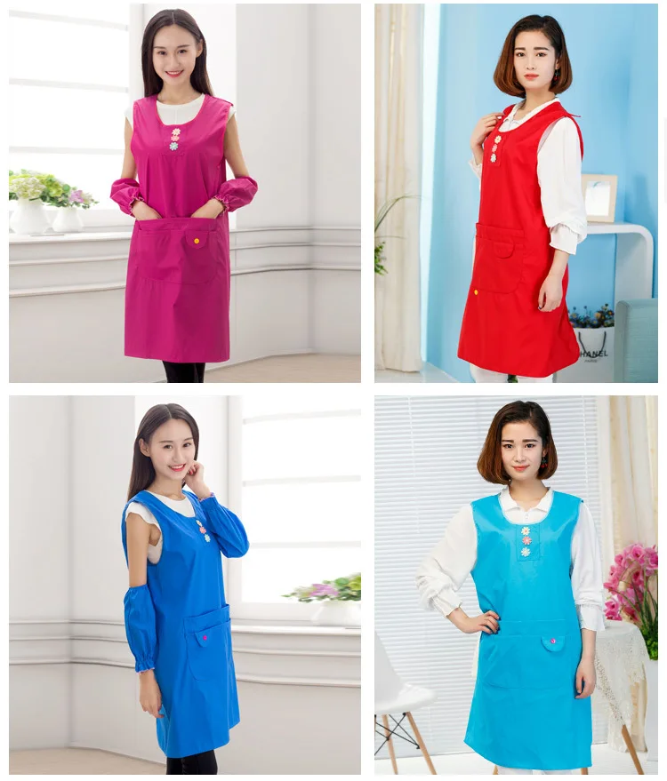 

1PC Waterproof aprons for women lovely kitchen apron pocket hand towel hot household cleaning pastry tools LB 402