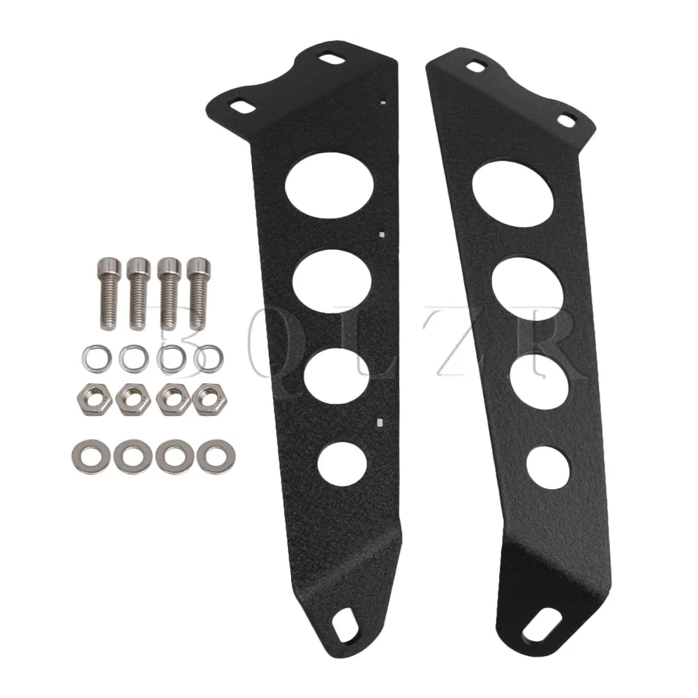 

BQLZR Black 12-inch LED Light Bar Steel Upper Top Mounting Bracket for Jeep Wrangler JK 07-17 Pack of 2