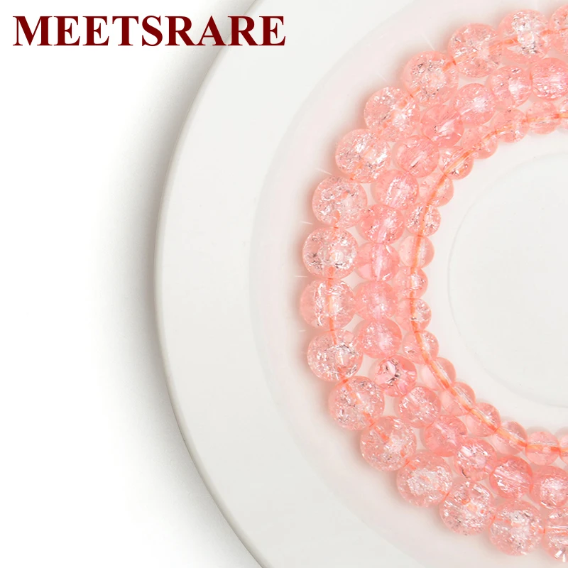 

Natural stone Pink snow broken crystal round beads 6 8 10mm For Jewelry Making DIY Necklace & Bracelet