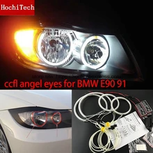 Hochitech branco 6000k ccfl farol de halo anjo demônio olhos kit anjo olhos luz para bmw série 3 e90 e91 05-08 halogênio farol