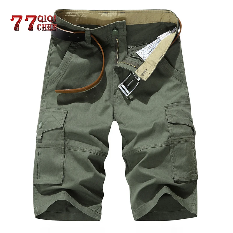 Мужские военные Короткие штаны с несколькими карманами повседневные деловые короткие пляжные брюки до колена мужские летние модные шорты для бега