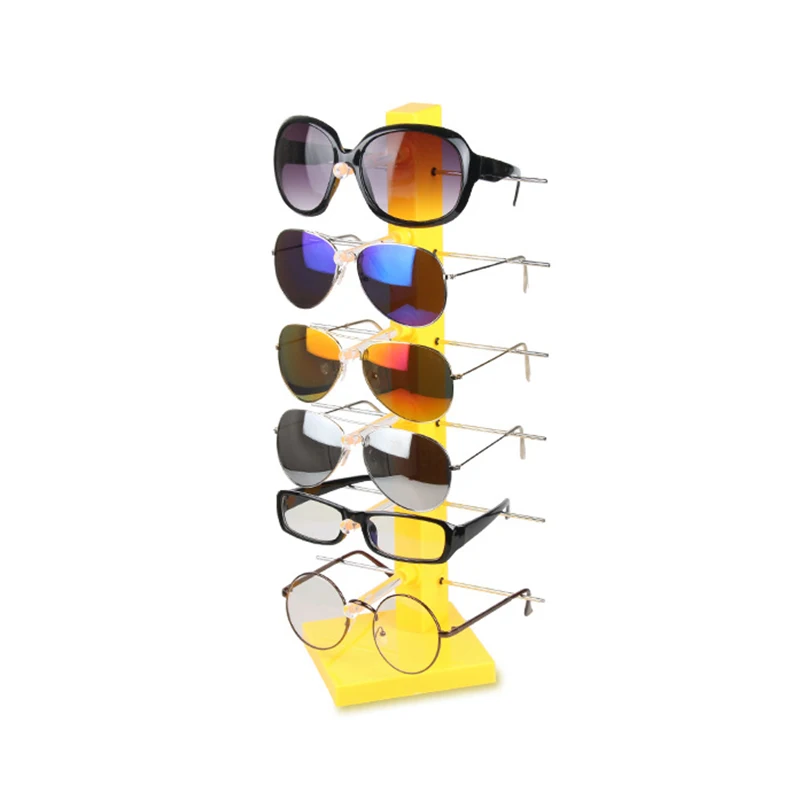 High Quanlity Yellow Plastic Sunglass Display Shelf Show Case Racks Eye Glasses Stand For 6 Pairs Sun | Украшения и аксессуары