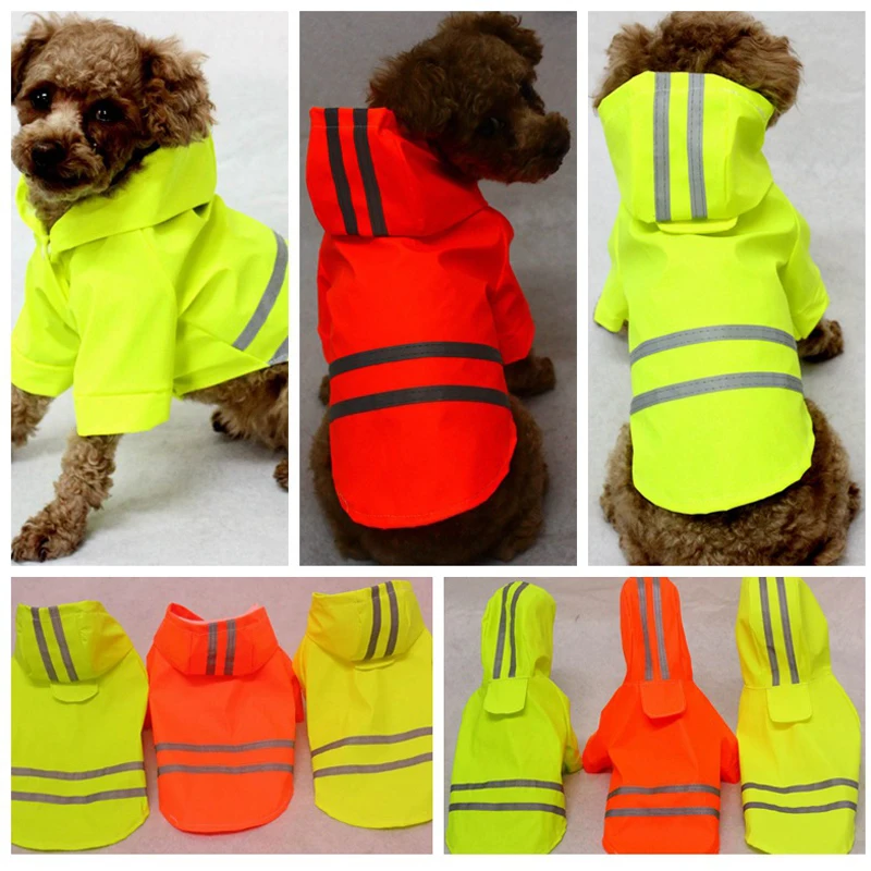 Dog Hooded Rraincoat Dog Night Reflective Safety Clothes Fluorescence