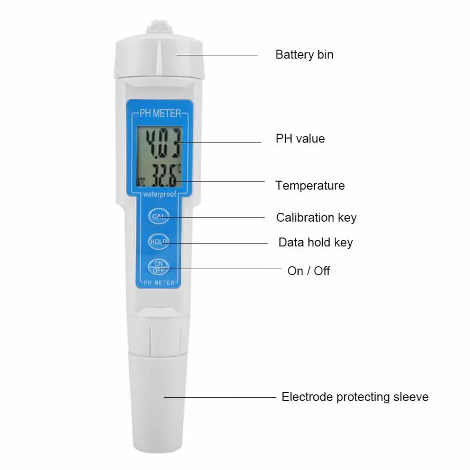 Водонепроницаемый рН-метр, портативный цифровой рН-тестер для аквариума, бассейна, воды, вина, мочи, лаборатория, автоматическая калибровка