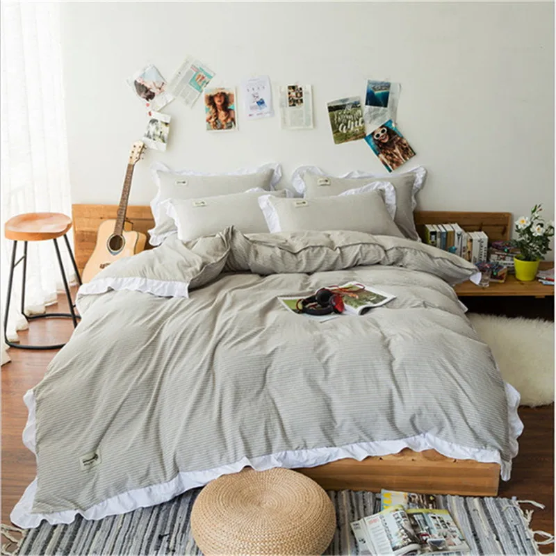 

luxury Stripe design High quality bedding 4pcs 1pcs quilt cover/1pcs bed sheet/2pcs pillowcase free shipping