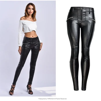 

2020 Winter Stretch PU Leather Pants For Womens Trousers Femme Pantalon High Waist Skinny Slim Casual Sweatpants Joggers Female