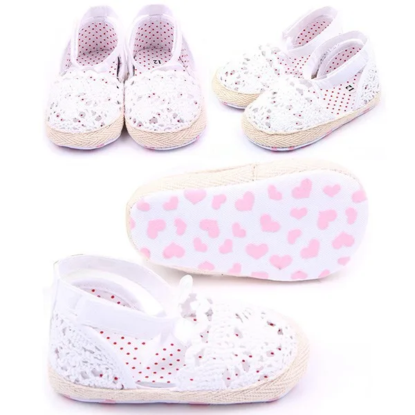 Белая/Розовая обувь для новорожденных девочек, новая летняя вязаная обувь с мягкой подошвой