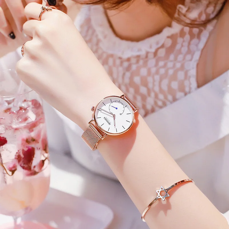

Luxury Brand Women Watches Fashion Rose Gold Ladies Dress Quartz Wristwatches Waterproof Ultra Thin Chronograph Female Clock New
