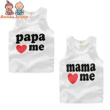 2 шт./лот модная одежда! Одежда из хлопка, Детская футболка с надписью «i Love Papa Mama», летние топы для малышей