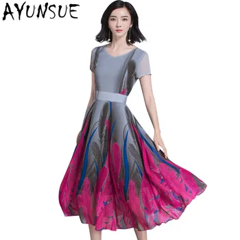

Robe Vintage Dress Chiffon 2020 O Neck Summer Dresses For Women Slim Gray Elegant Dress Plus Size Vestidos Mujer FYY471