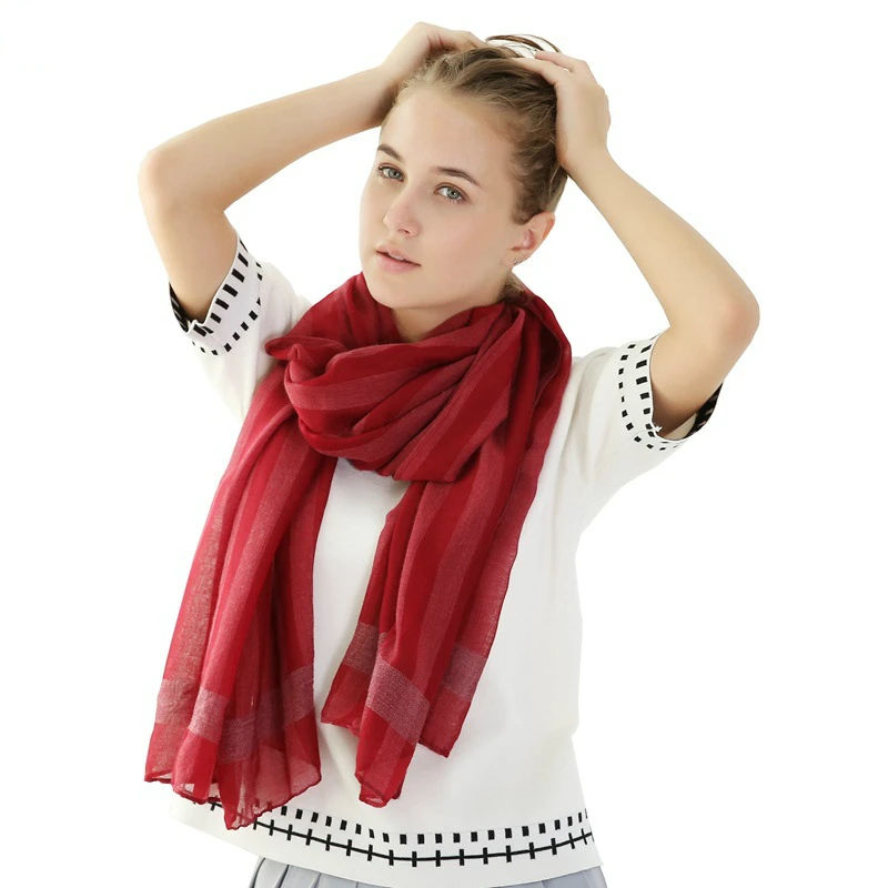 New cotton vertical stripes ladies scarves Fashion wild four seasons