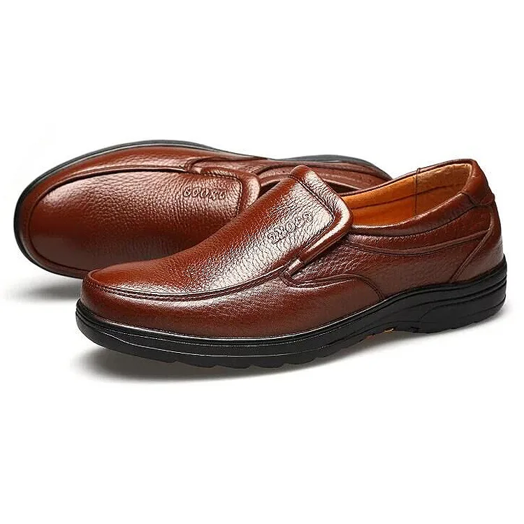 NPEZKGC/Мужская обувь из натуральной кожи; удобная мужская повседневная обувь; Chaussures; мужская обувь на плоской подошве без застежки; zapatos hombre - Цвет: Brown