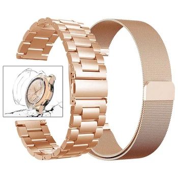 

22mm/20mm watch band for samsung galaxy watch active 46mm gear S3 Frontier strap stainless steel watchband metal bracelet+case