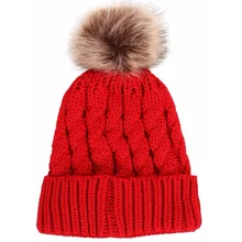 TEQING женская зимняя шапка для девочек осенний сплошной кабель вязанные шапки из искусственного меха для взрослых помпоны шапка с помпоном Кепка унисекс H-71