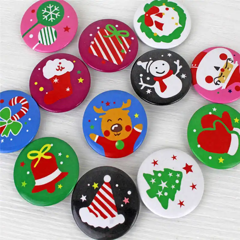 2018 Hot sale Metal Pinback Button Pin Round Brooch Badges Kid Xmas Party Gift Favor Christmas #2o30 (1)
