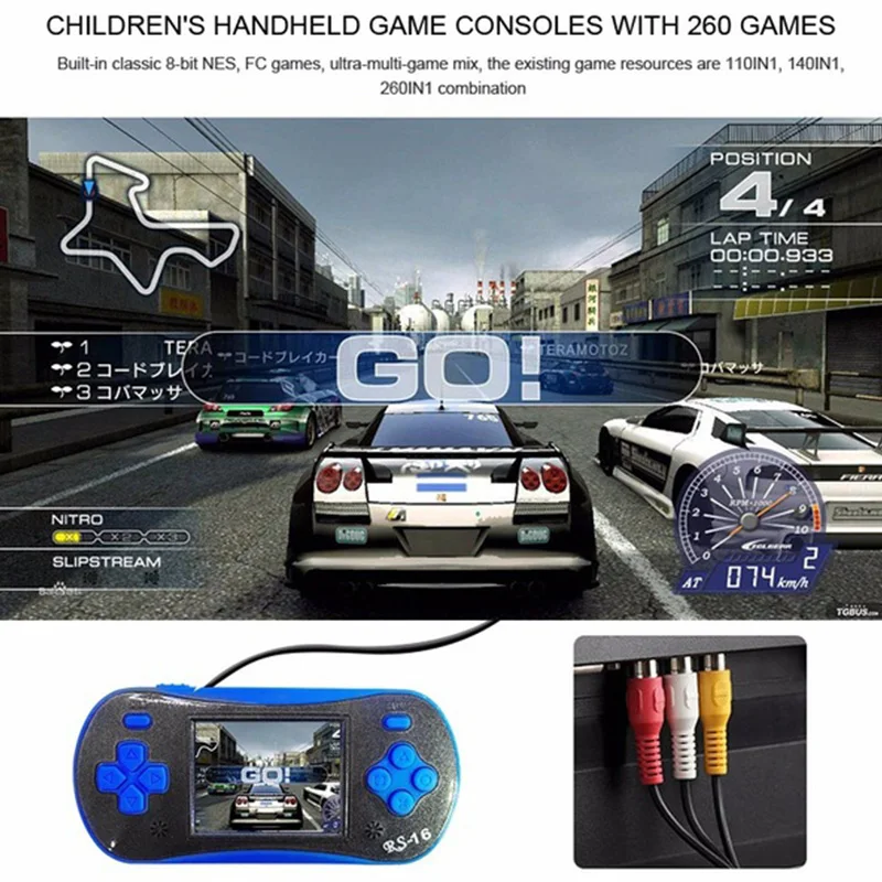RS-16 gamepads 2.5 Inch 8 Bit Game Console LCD Screen Color Display 260 Classic Games Portable Children's Handheld Game Player2