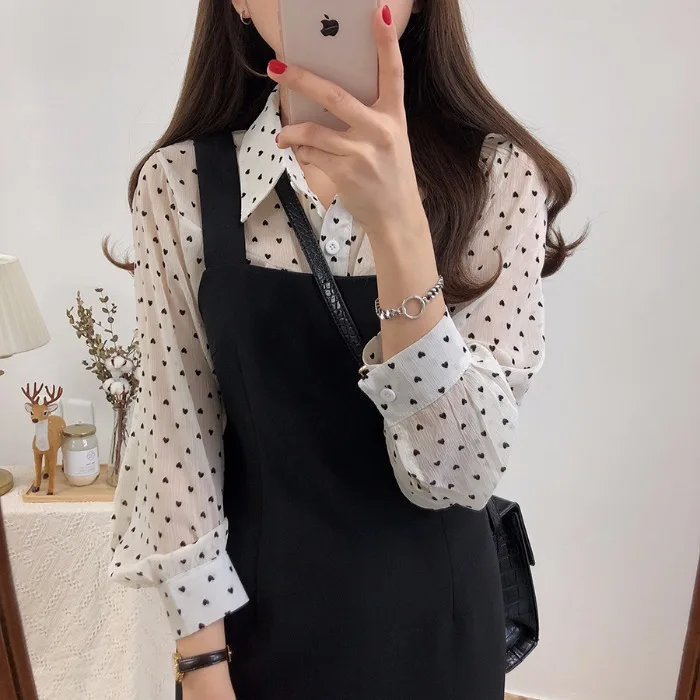  2019 Spring New Tops Blouses Women Fashion Korean Style Preppy Girls Cute Sweet Clothes White See T