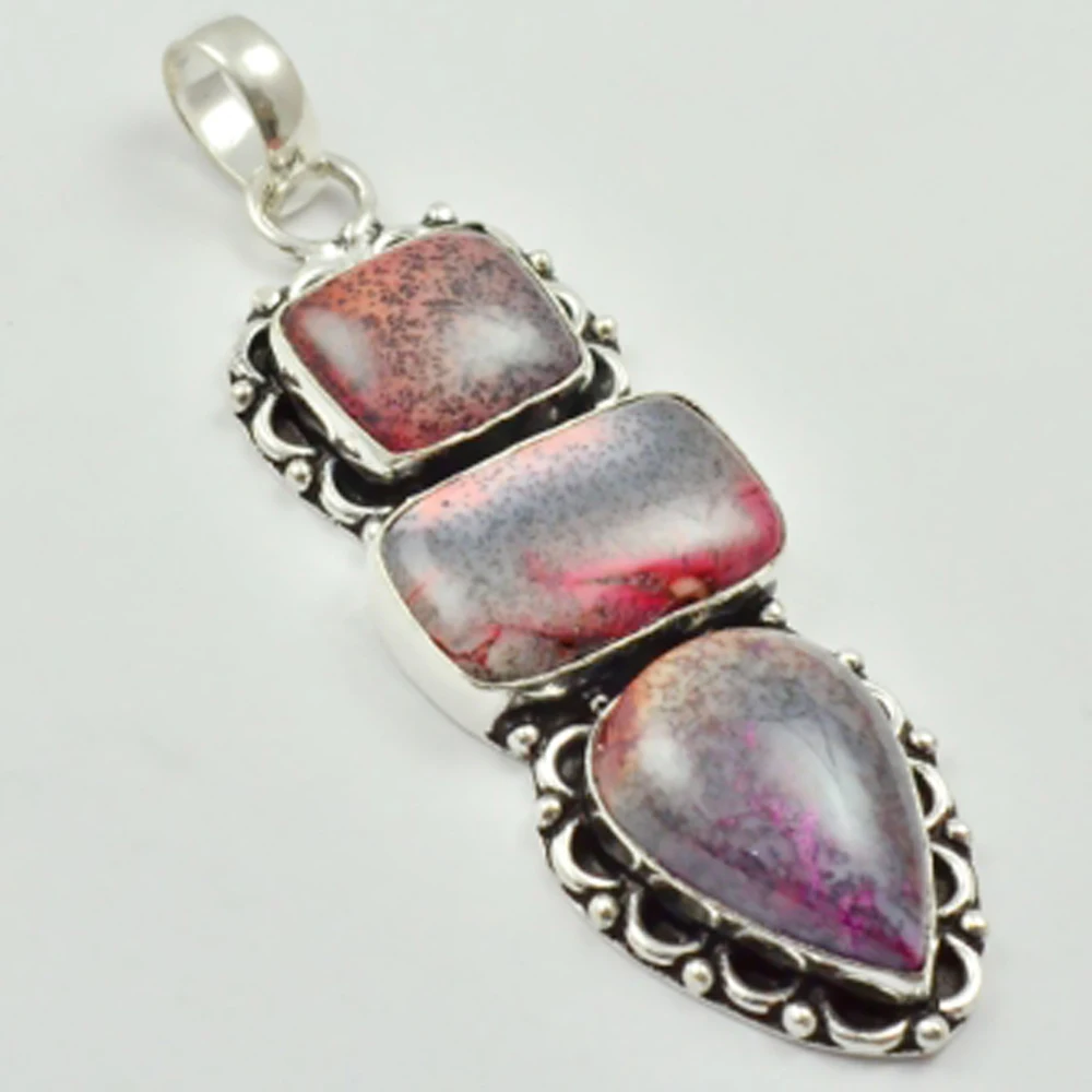 

Dendrite Opal Pendant Silver Overlay over Copper , 70 mm, P3252
