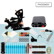 Комплект татуировок набор приборов 20 цветов бесконтактные наборы чернил черный блок питания, Иглы Постоянный макияж наборы для тату для начинающих набор