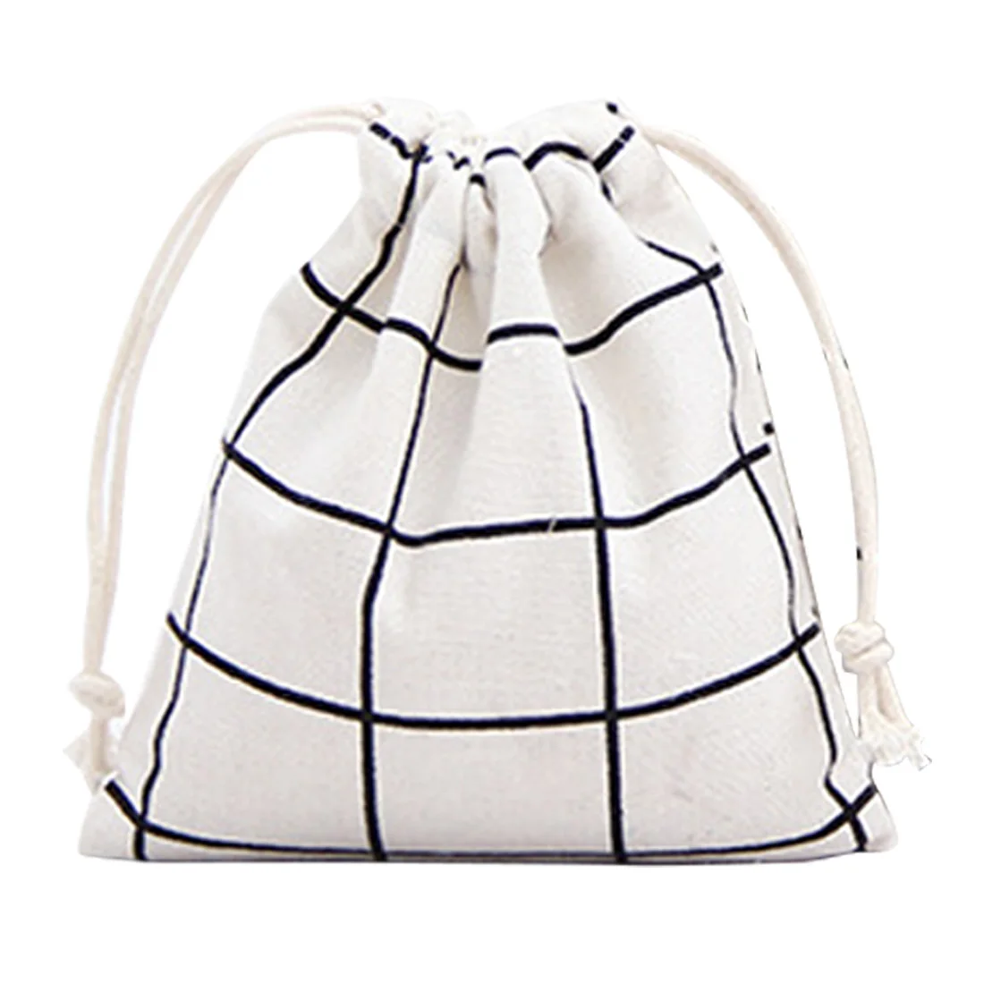 

Simple Grid Cotton Storage Bags Kids Toy Storage Bag Drawstring Backpack Baby Clothings Laundry Bag Children Room Organizer