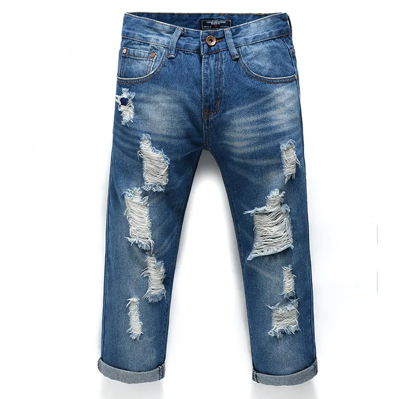 MORUANCLE Mens Ripped Jeans Shorts Summer Distressed Denim Shorts Calf