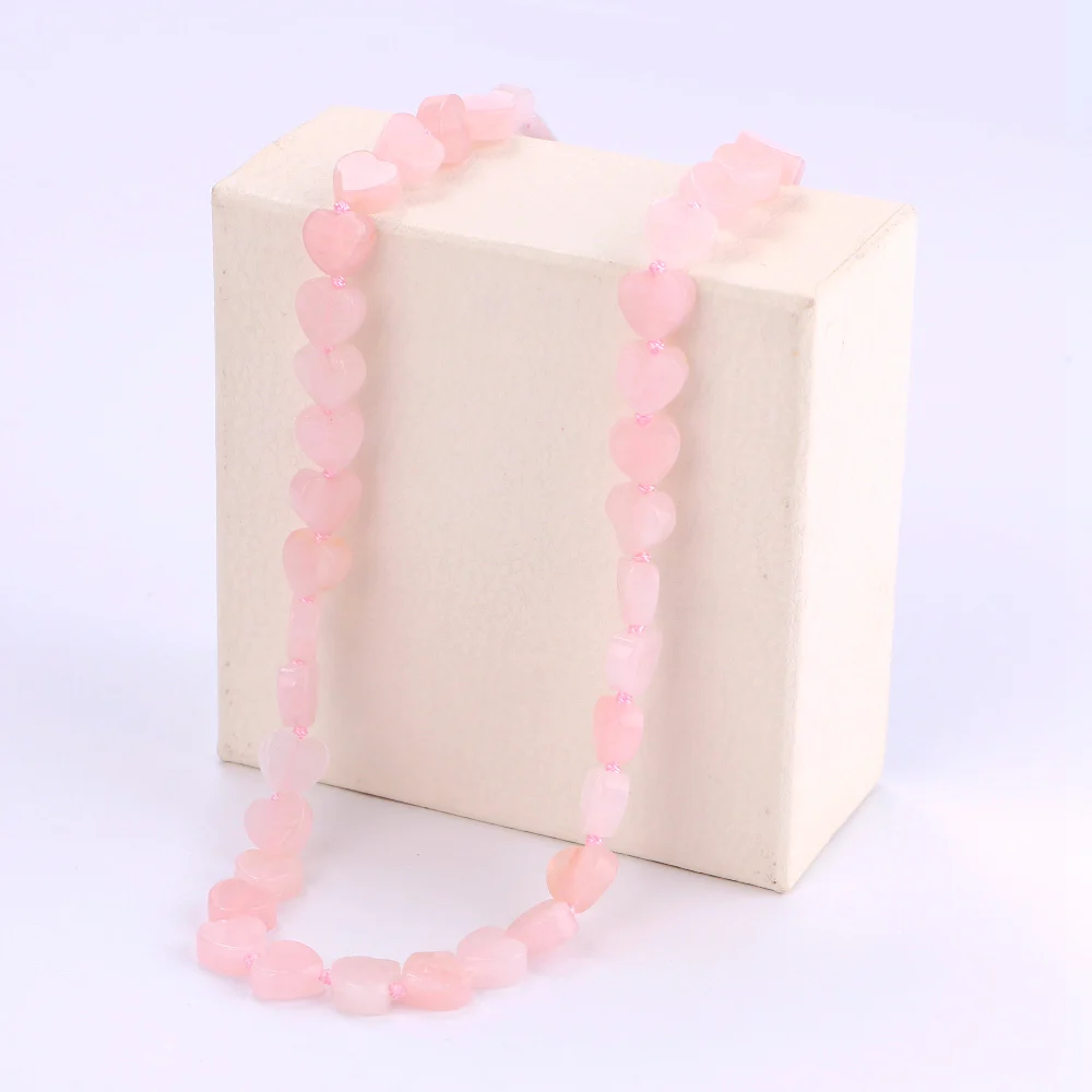 Yumten ожерелье из розового кварца Любовь бисером колье украшения из природных кристаллов Femme драгоценные камни аксессуары День святого Валентина для женщин подарок