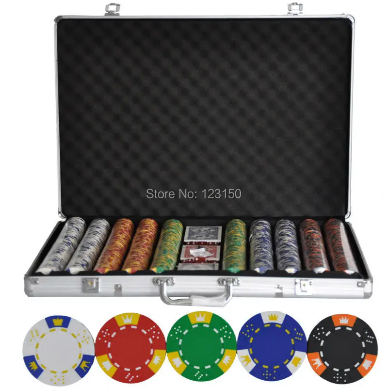 PK 5001 1000pcs chips with case, Clay 14g Poker Chips insert metal