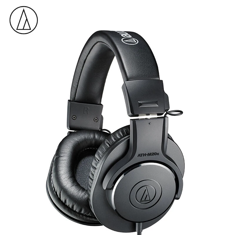 Оригинальные наушники Audio-Technica, ATH-M20X, проводные, профессиональные, для монитора, накладные, закрытые сзади, динамические, глубокие басы, 3,5 мм разъем - Цвет: black