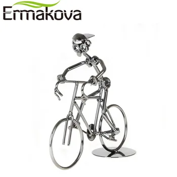 

ERMAKOVA 7.5" (19cm)Metal Bicycler Sculpture Cyclist Figurine Bicycle Rider Statue Bike Racer Hand Soldering Home Office Decor