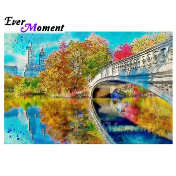 

Ever Moment Diamond Painting 5D DIY Handmade Tree River Bridge Picture Of Rhinestone Cross Stitch Diamond Embroidery 3F707