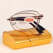 Складные очки для чтения женские мужские металлические очки с полной оправой для чтения хрустальные линзы качественные очки для чтения с диоптриями 1,0-4,0