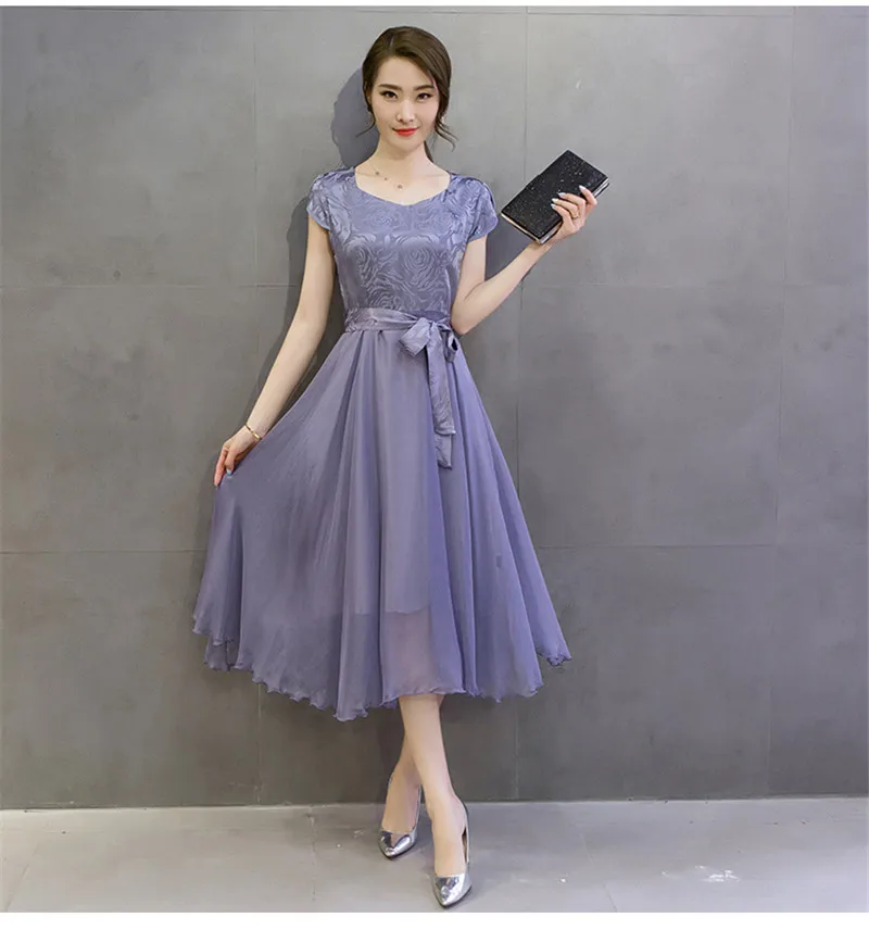 

2020 Summer New Fashion V-neck and Short Sleeve Slim Fashion Office Lady Dresses Elegant Solid Silk Female Dress RE2313