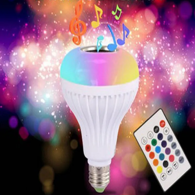 

Bluetooth Music Lamp Smart E27 RGB Wireless Speaker Bulb 220V 12W LED Light Audio Player Dimmable 24 Keys Remote Controller
