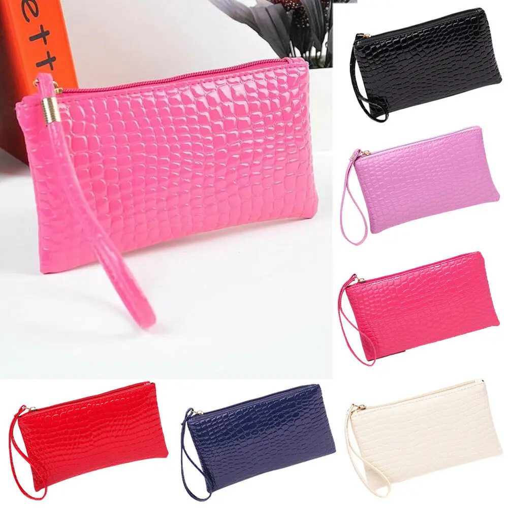 

Female Casual Mini Long Bag PU Leather Crocodile Pattern Crossbody Shoulder Bag Coin Purse Clutch Purse And Handbags