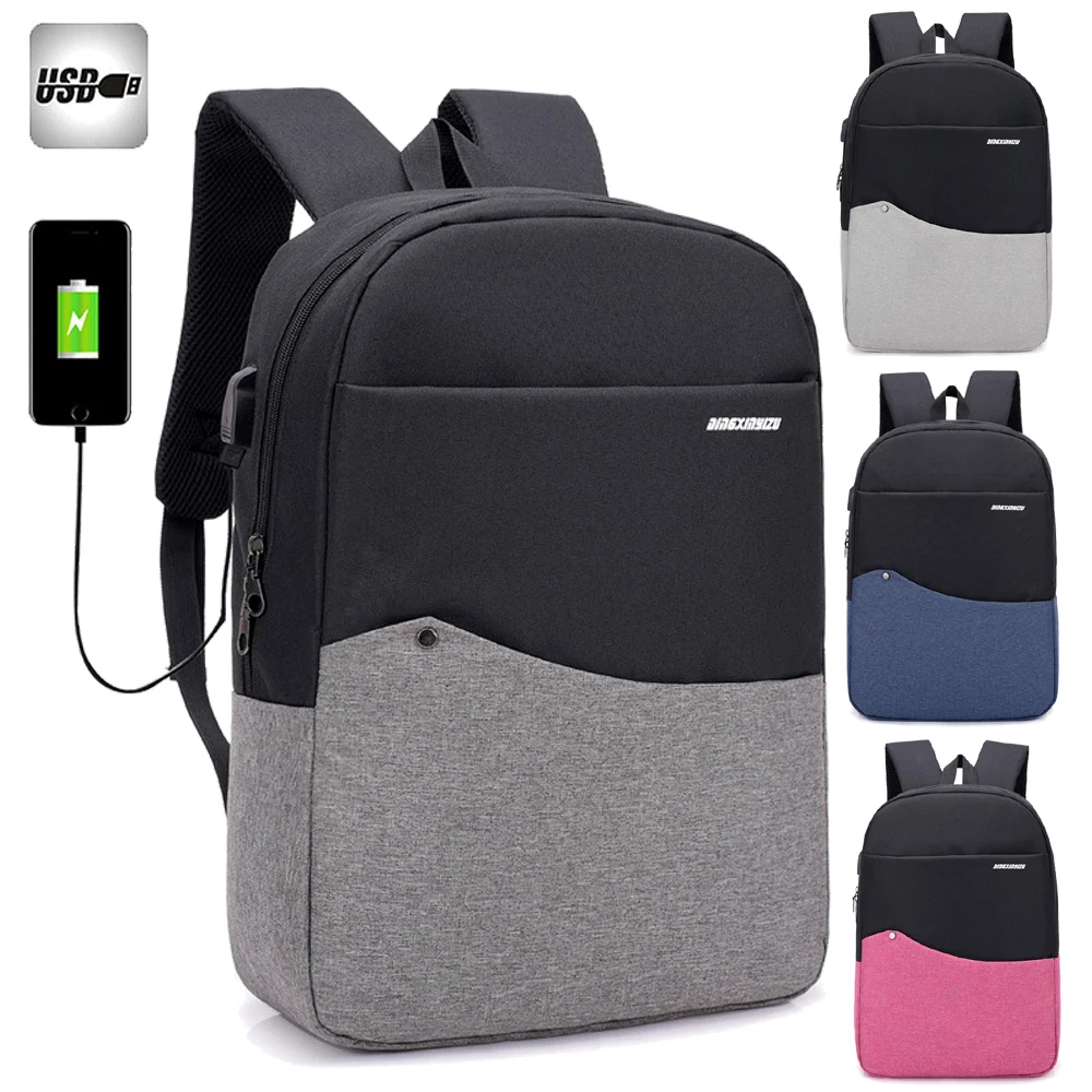 

14 15 15.4 15.6 inch with USB interface Patchwork Laptop Notebook Bags Backpack Case for Men Women School Travel