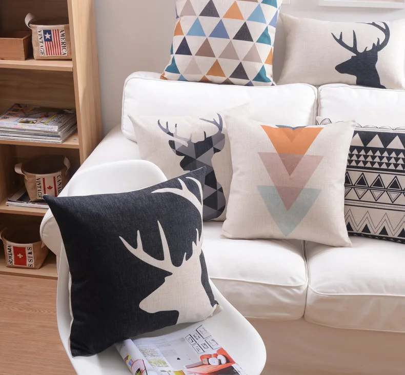 Nordic Simply Geometric Pillow Retro Deer Decorative sofa car Chair cushions /Throw Pillows /Pillowsham/ Home Decor Cushion