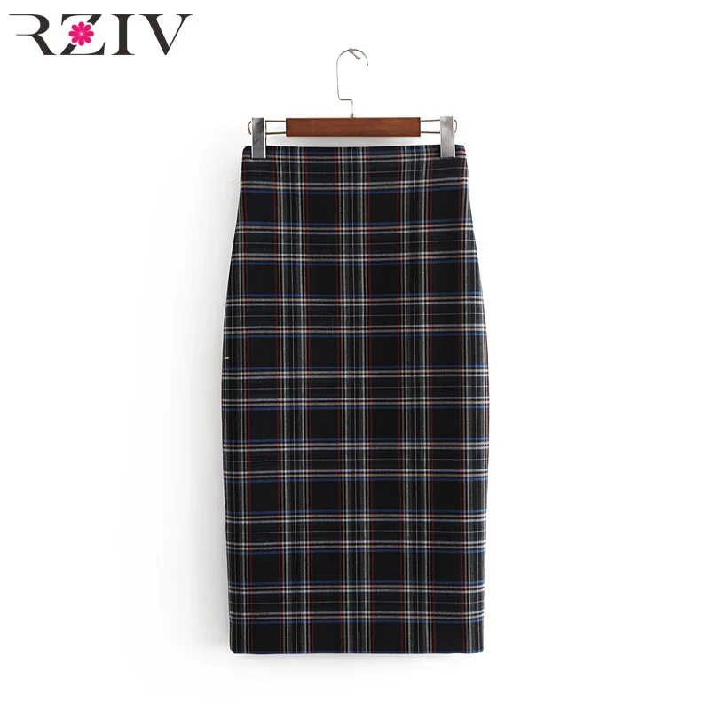 RZIV 2019 весенние женские повседневные клетчатые юбки прямая юбка