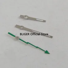 Высококачественное серебристое окаймление белый указатель стрелки часов светящаяся вспышка зеленая маленькая секундная рука подходит для движения Miyota 8215 8205