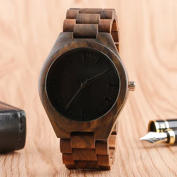 

Men Watches Fold Clasp Link Bracelet Wrist Watch 100% Nature Wood Bamboo Watches Male Sports Luxury Wooden Quartz Watch Gift
