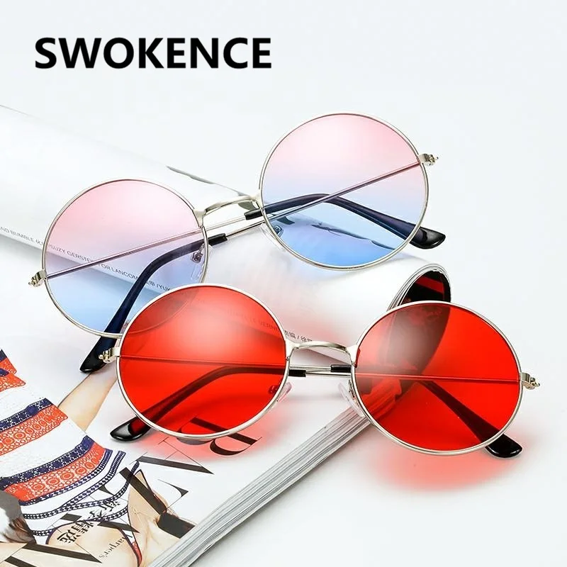 

SWOKENCE Retro Round Metal Frame Gradual Sunglasses Women Men Brand Classic Designer John Lennon Commemorate Sun Blinkers SA67