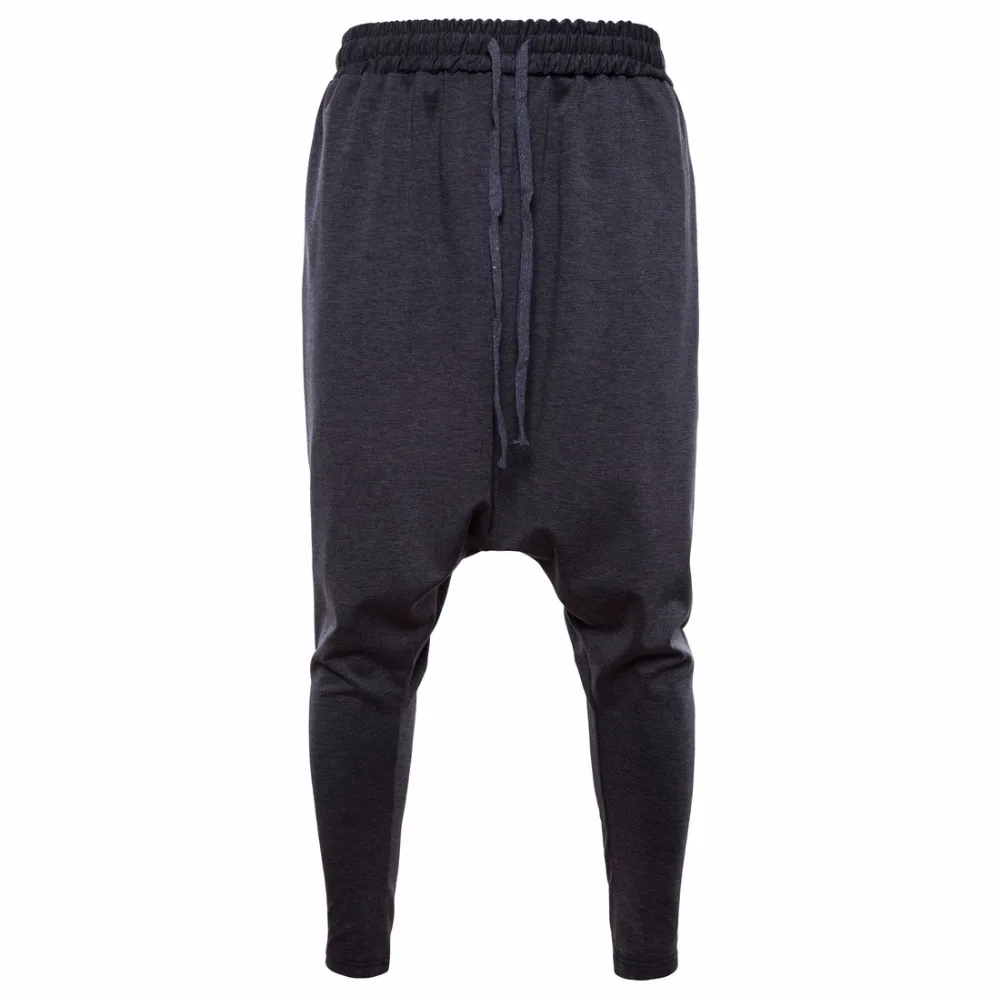 Mens Joggers Autumn New Casual Harem Pants Men Drawstring Design Male Trousers Solid Black Gray Men's Casual Pants